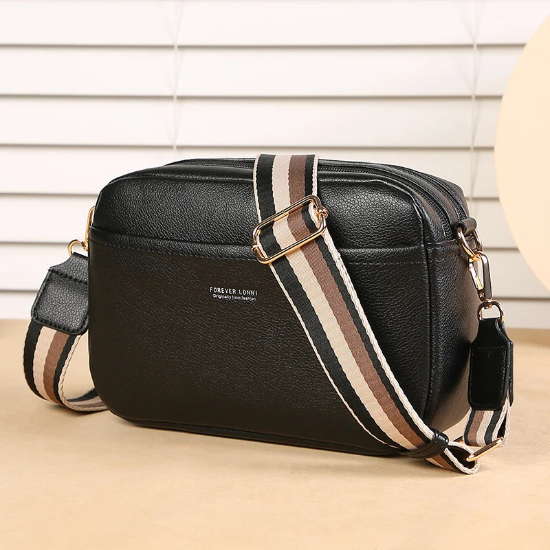 Bolsa Feminina Crossbody Multi Zíper PU Leather Premium Fashion