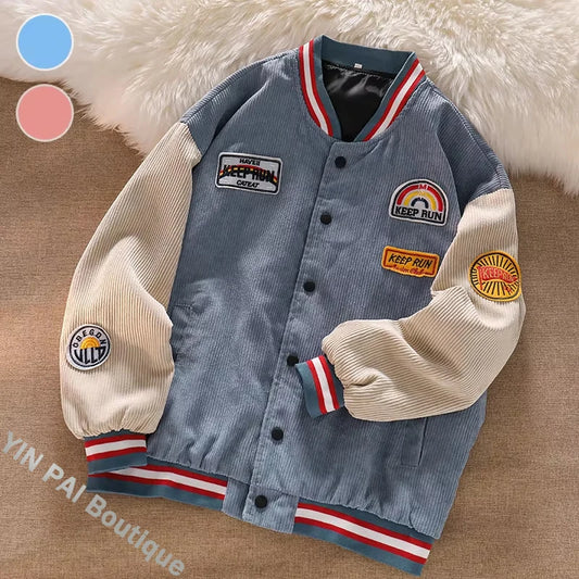 Jaqueta Varsity Masculina Cotelê Harajuku Premium