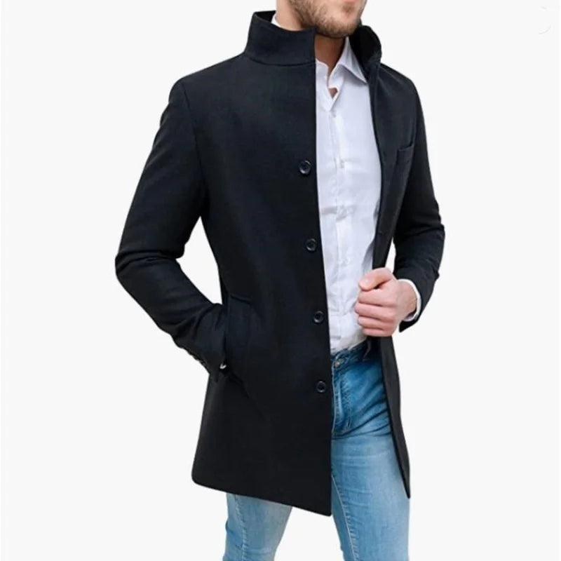Sobretudo Masculino Elegante em Lã Premium