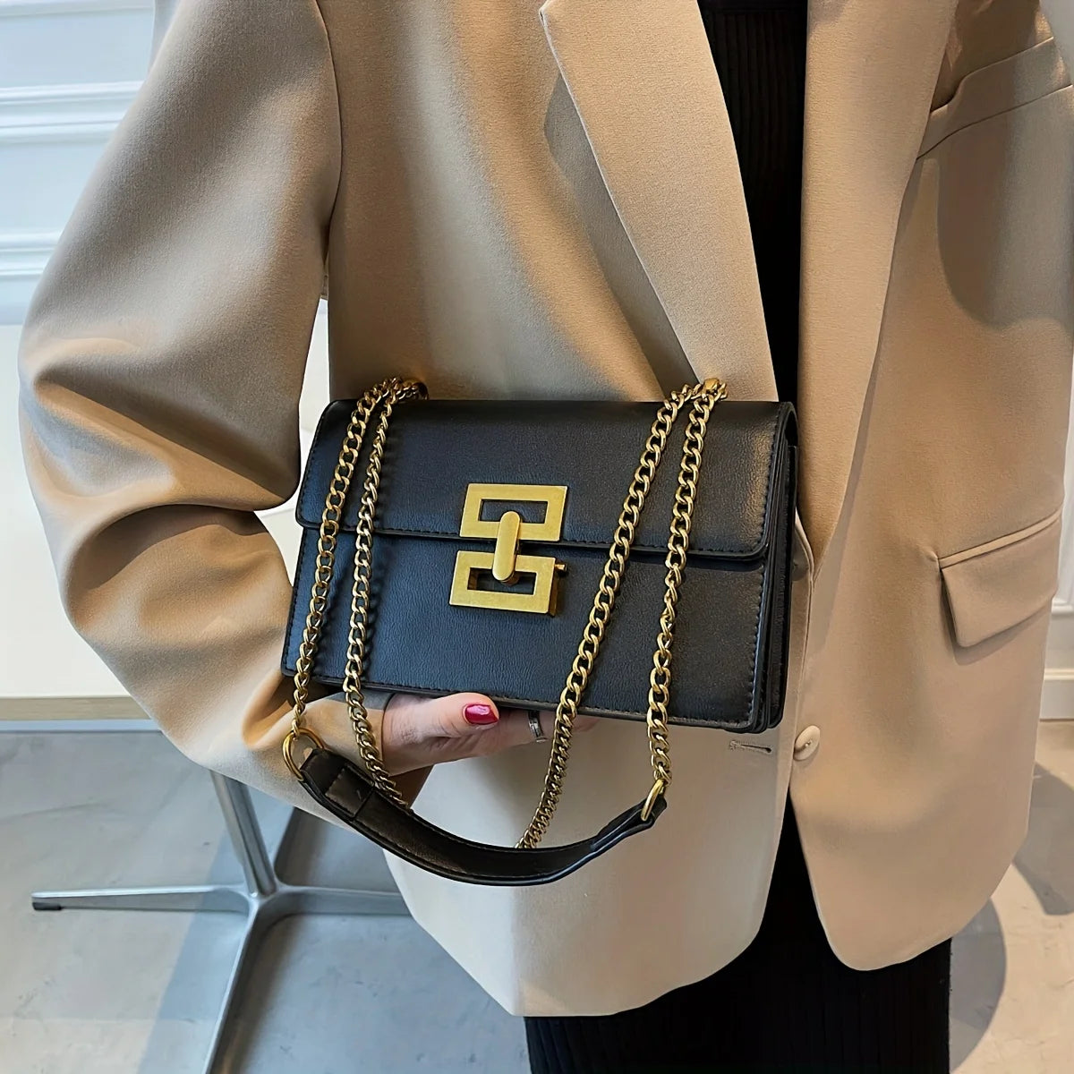 Bolsa Feminina Minimalista Square Crossbody PU Leather Premium