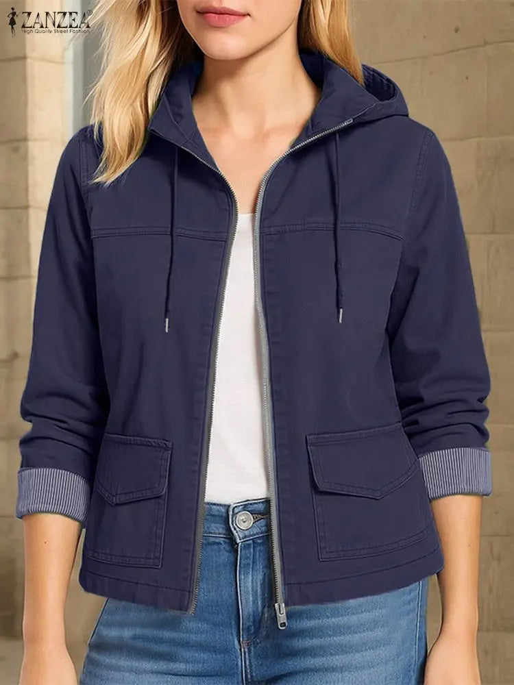 Jaqueta Feminina Cargo com Capuz Premium