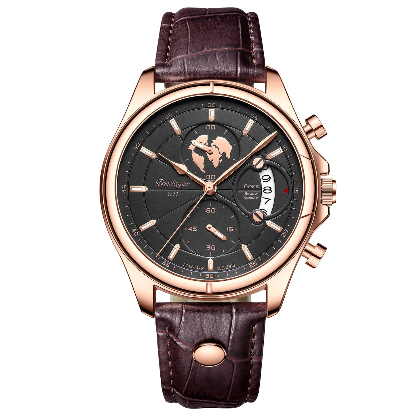 Relógio Masculino POEDAGAR Chronograph Premium em Couro