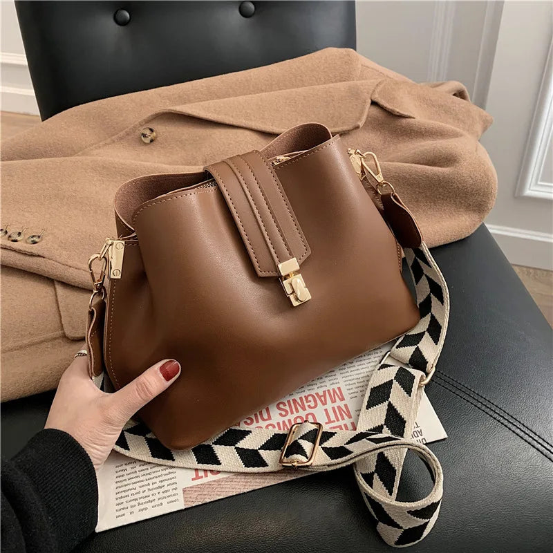 Bolsa Feminina Bucket Bag Grande Capacidade PU Leather Premium