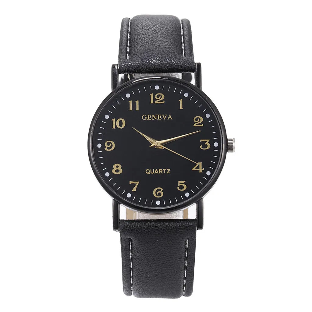 Relógio Feminino Geneva Premium Pulseira Couro Elegante