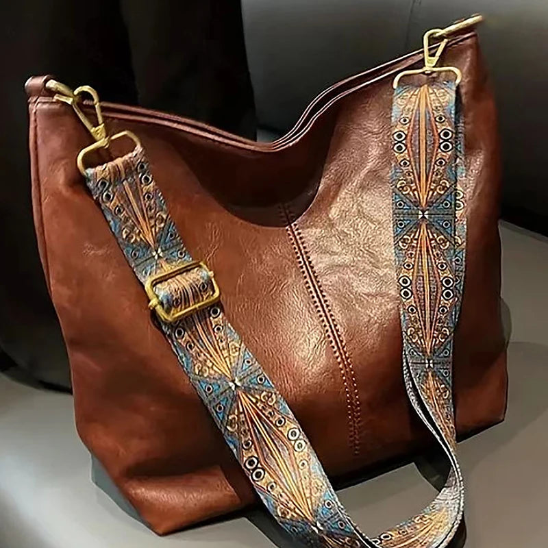 Bolsa Feminina Crossbody Grande Capacidade Retro PU Leather Premium