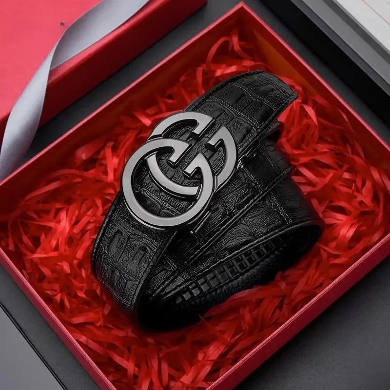 Cinto Masculino Couro Premium Fivela Automática Luxury Business