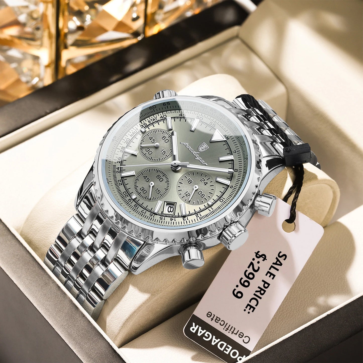 Relógio Masculino POEDAGAR Military Luxury Chronograph Premium