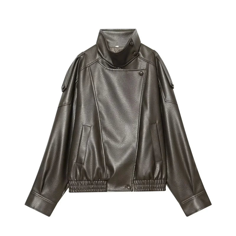 Jaqueta Feminina em Couro Biker Premium