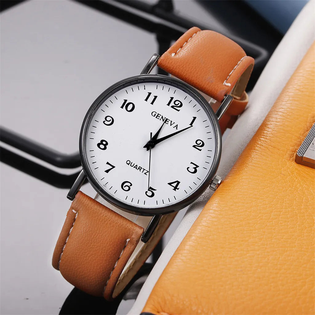 Relógio Feminino Geneva Premium Pulseira Couro Elegante