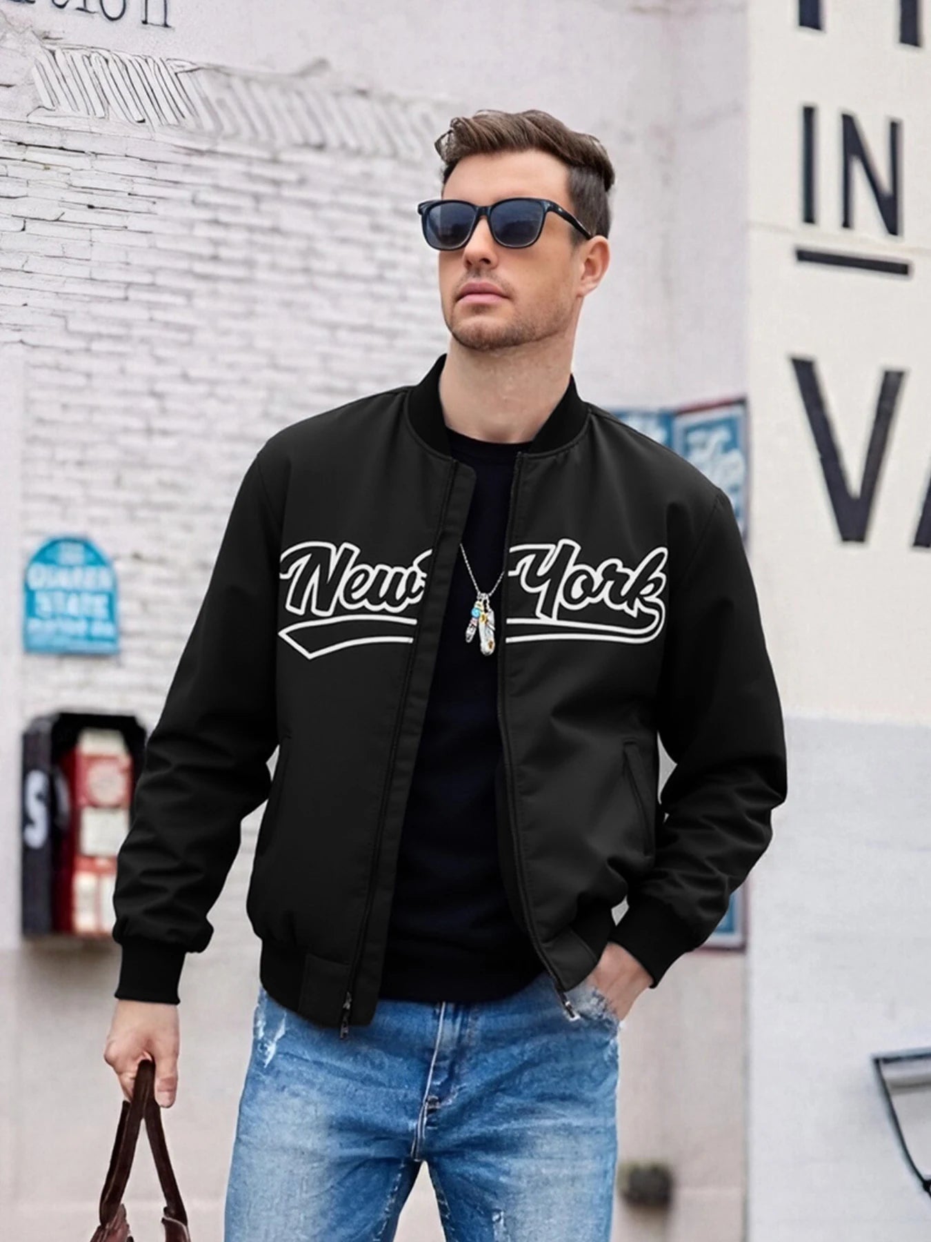 Jaqueta Masculina Casual Baseball Slim Corta Vento