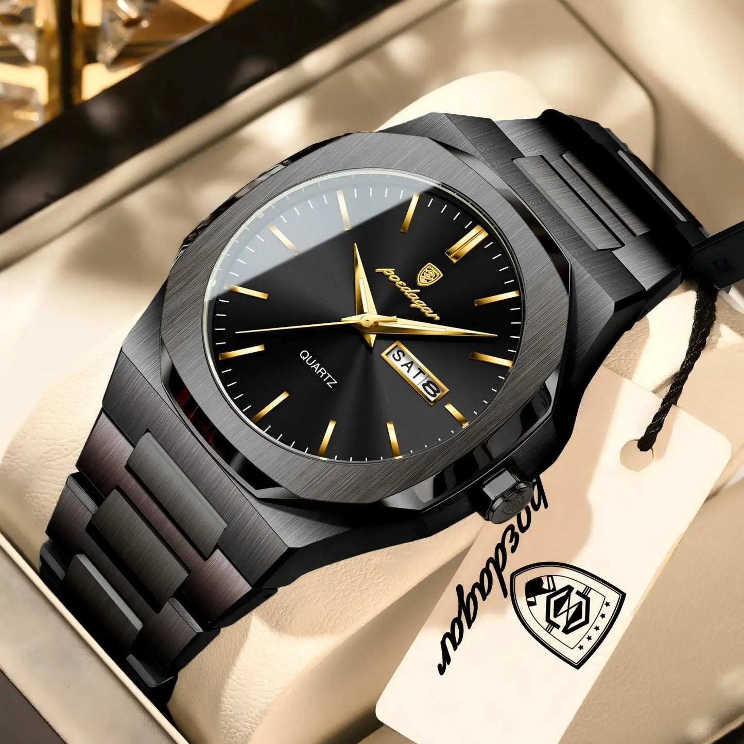 Relógio Masculino POEDAGAR Luxury Business Premium em Aço Inoxidável
