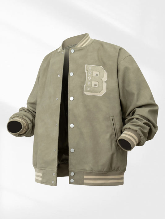 Jaqueta Varsity Masculina em Couro Streetwear Premium