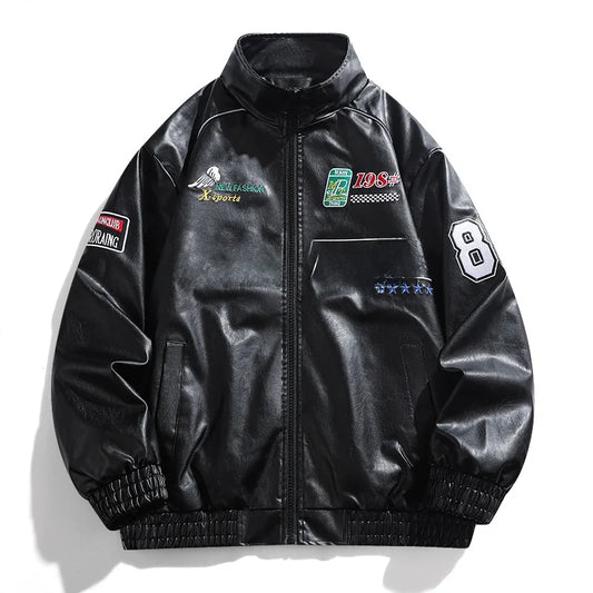 Jaqueta Leather Premium Masculina Racing Streetwear