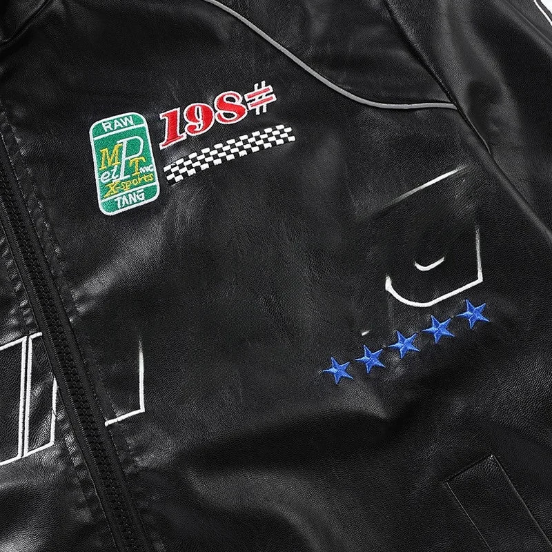 Jaqueta Leather Premium Masculina Racing Streetwear