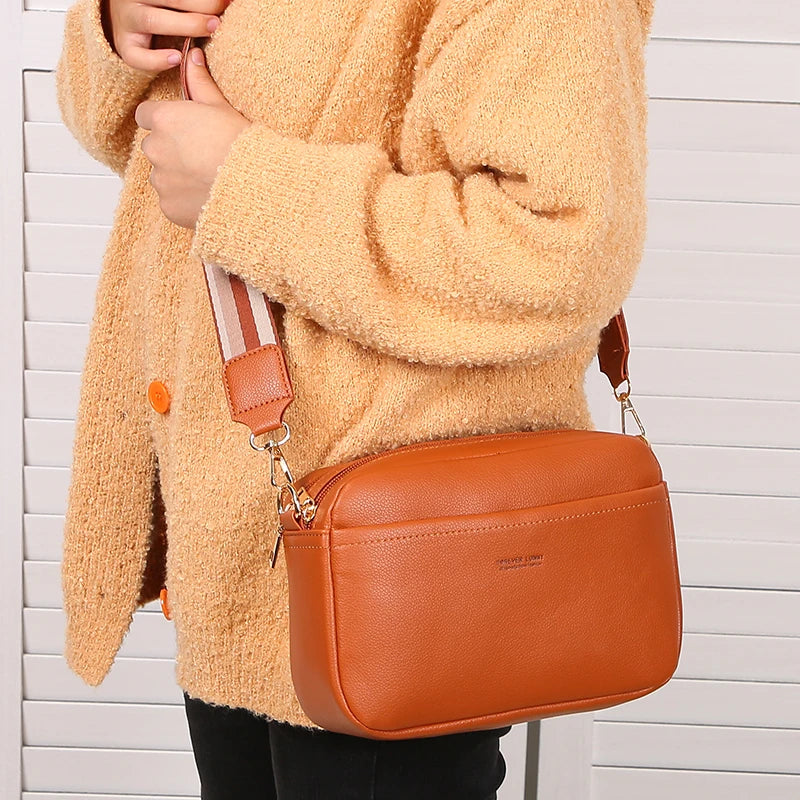 Bolsa Feminina Crossbody Multi Zíper PU Leather Premium Fashion