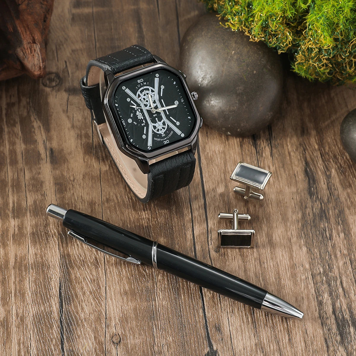 Relógio Masculino Luxury Square Premium Pulseira Couro