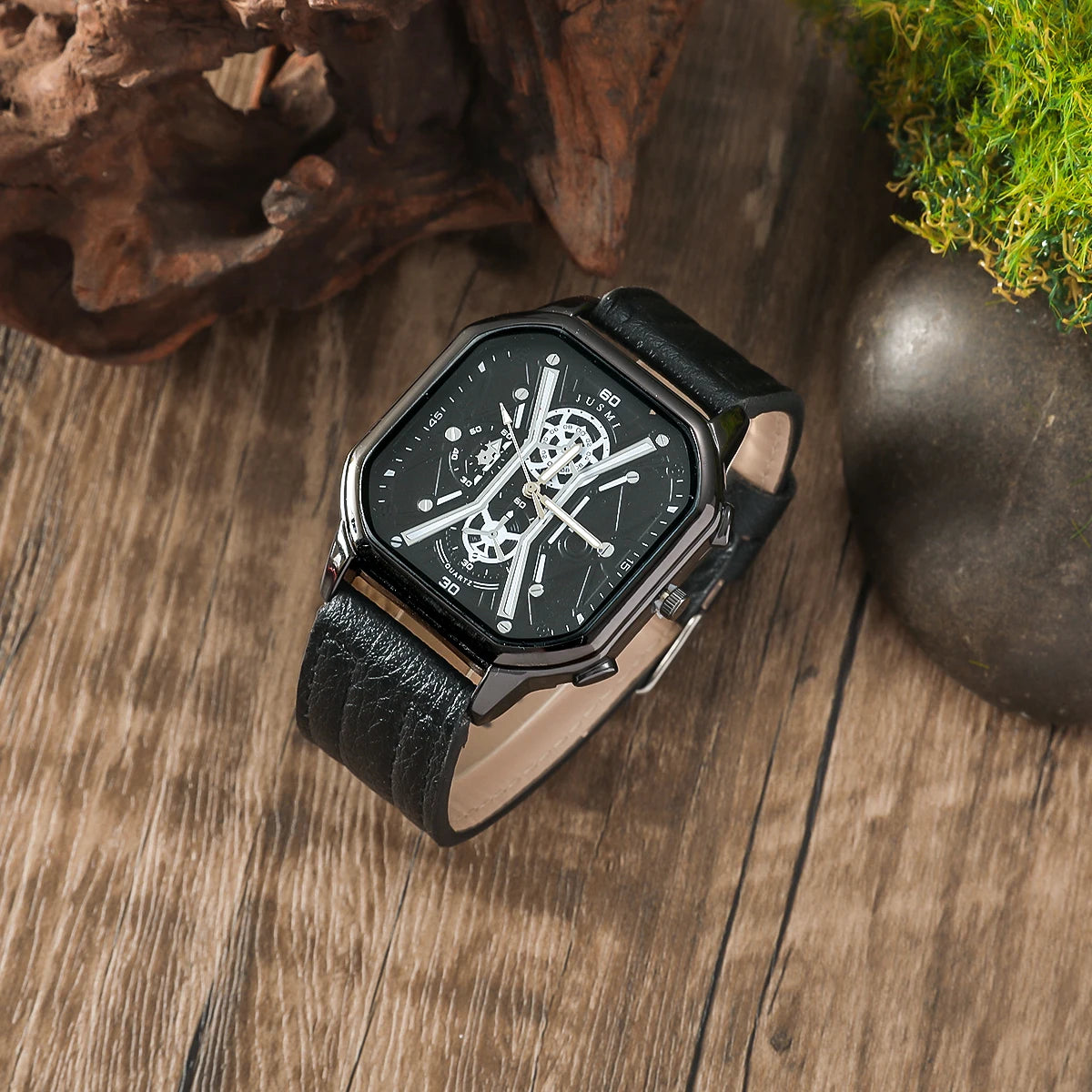 Relógio Masculino Luxury Square Premium Pulseira Couro