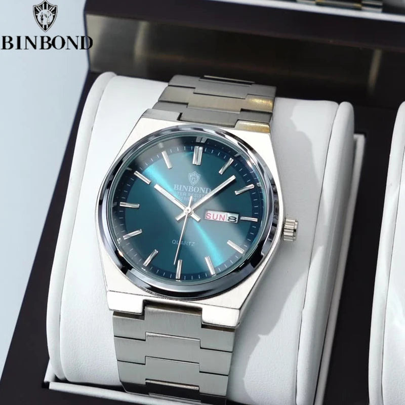 Relógio Masculino BINBOND Premium Business em Aço Inoxidável