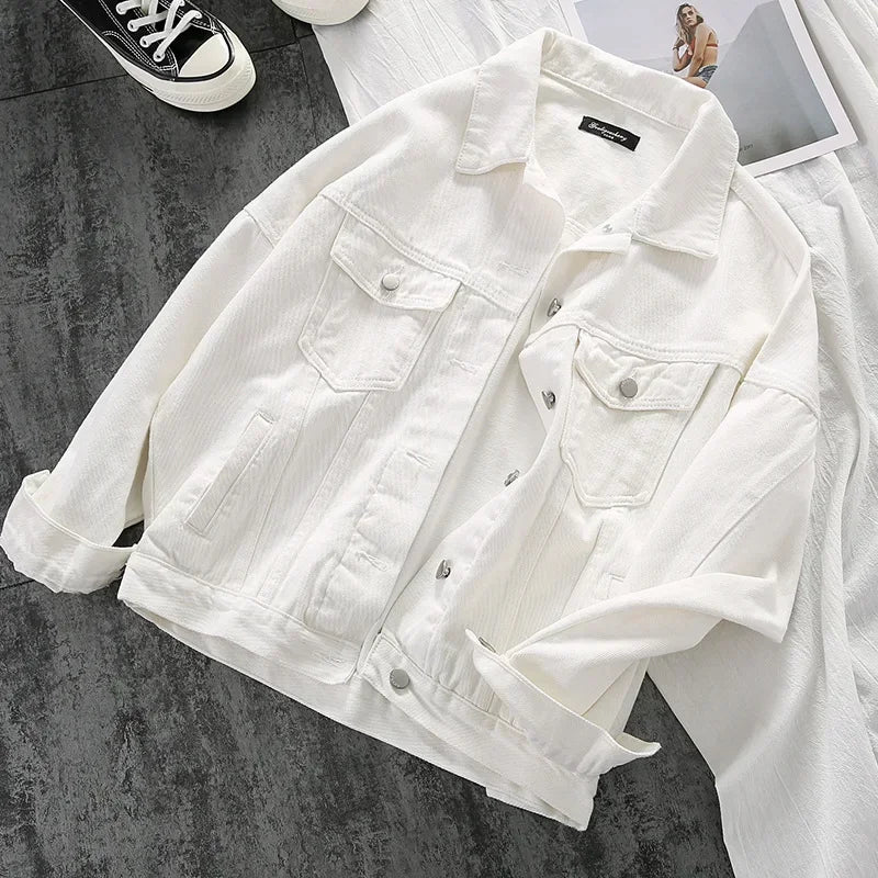 Jaqueta Jeans Feminina Branca Minimalista Premium