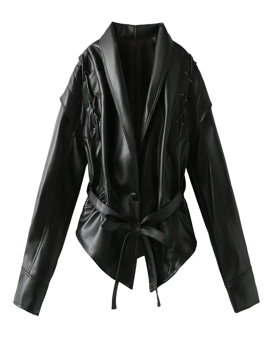 Jaqueta Feminina Cropped Biker Streetwear Premium