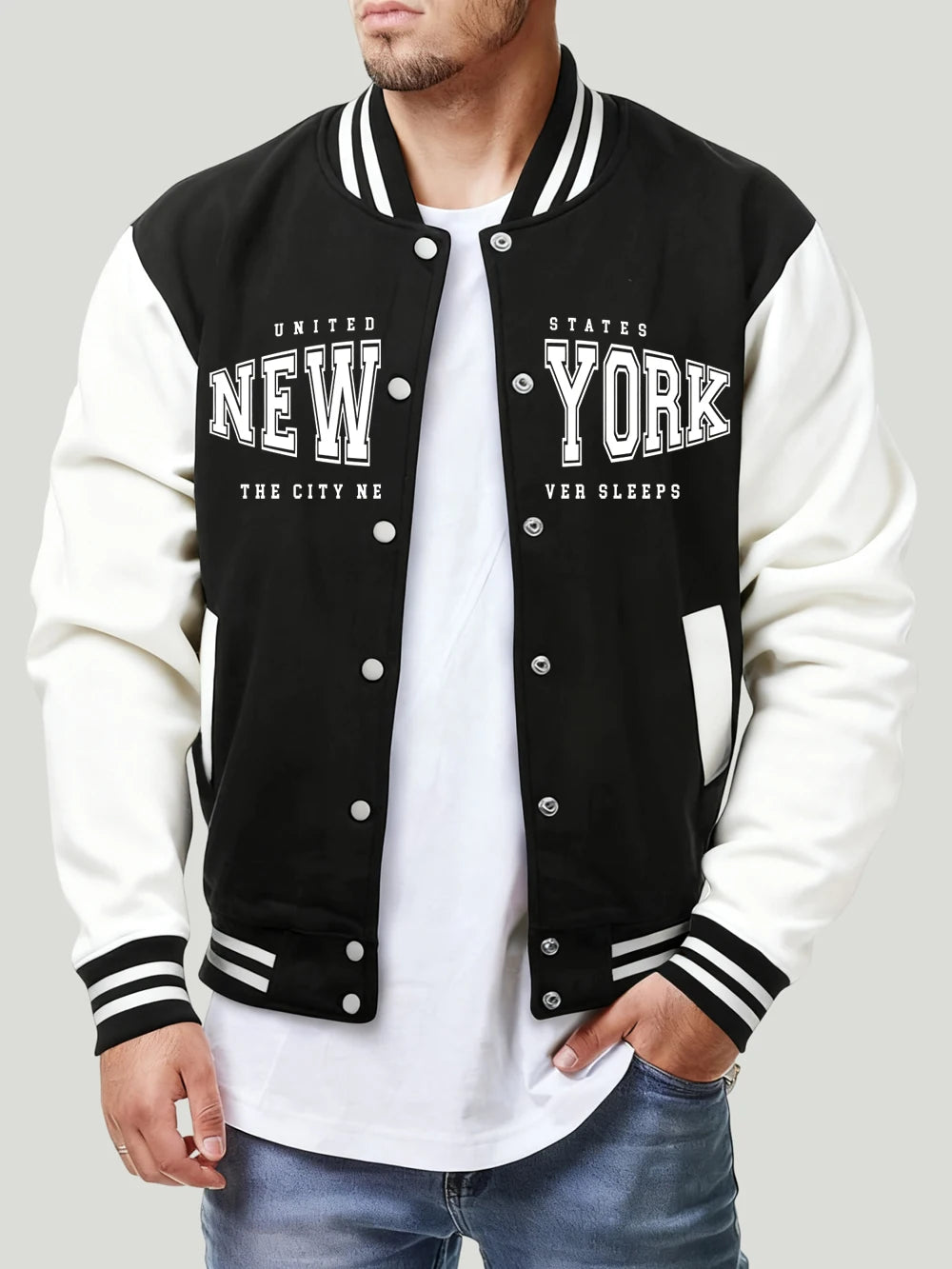 Jaqueta Varsity Masculina New York Oversized Streetwear