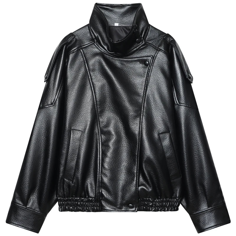 Jaqueta Feminina Cropped em Couro Bomber Premium