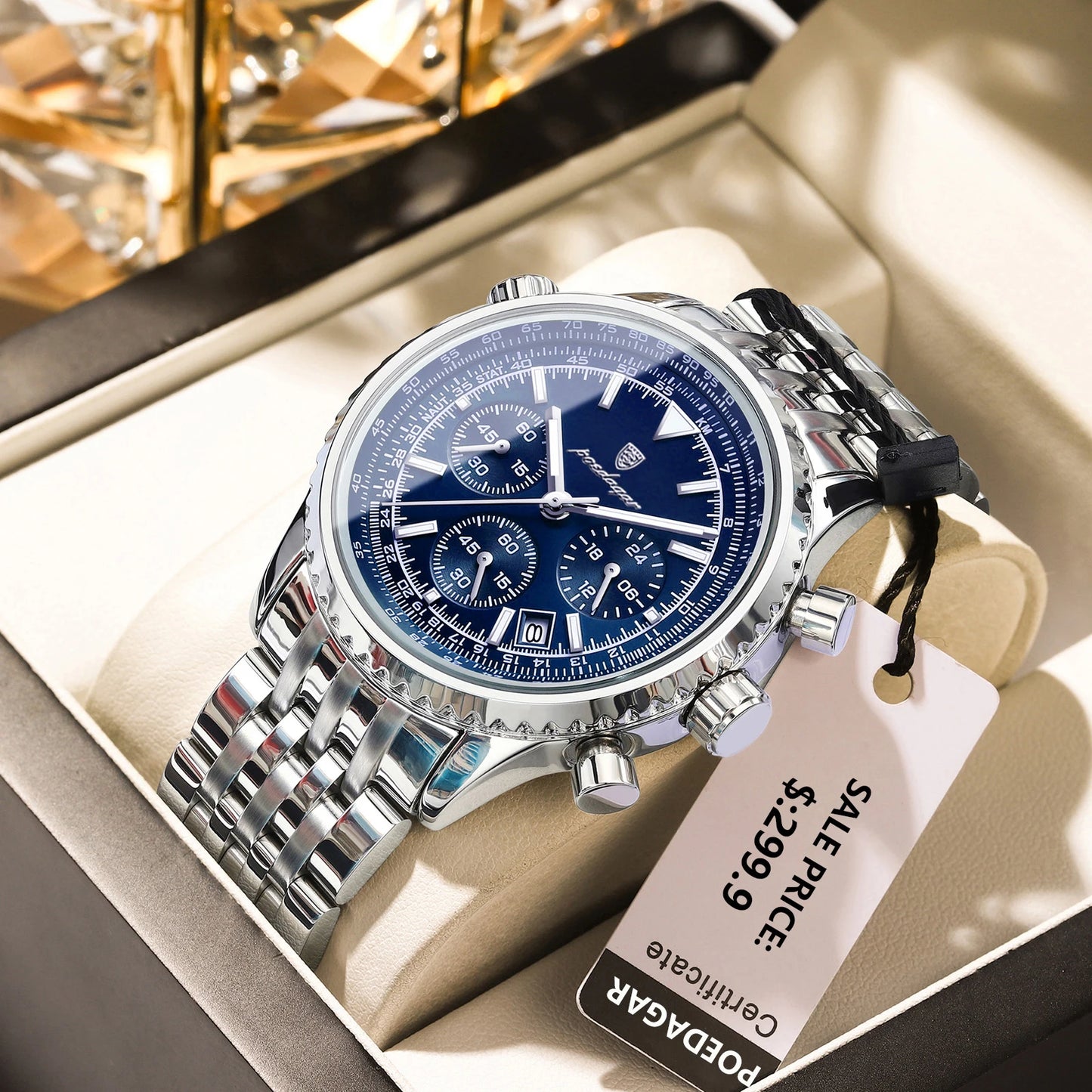 Relógio Masculino POEDAGAR Military Luxury Chronograph Premium