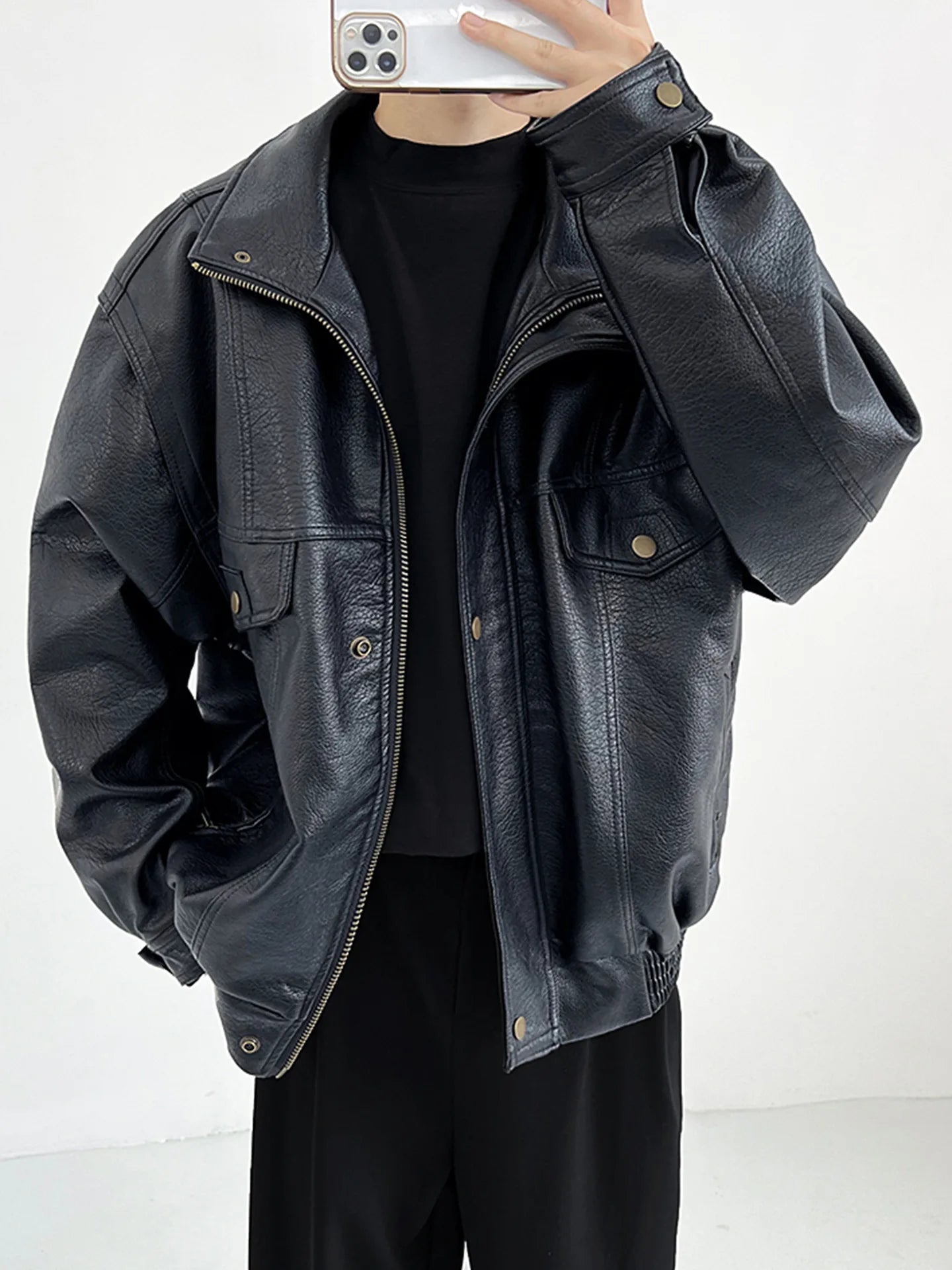 Jaqueta Leather Premium Masculina Motorcycle Streetwear