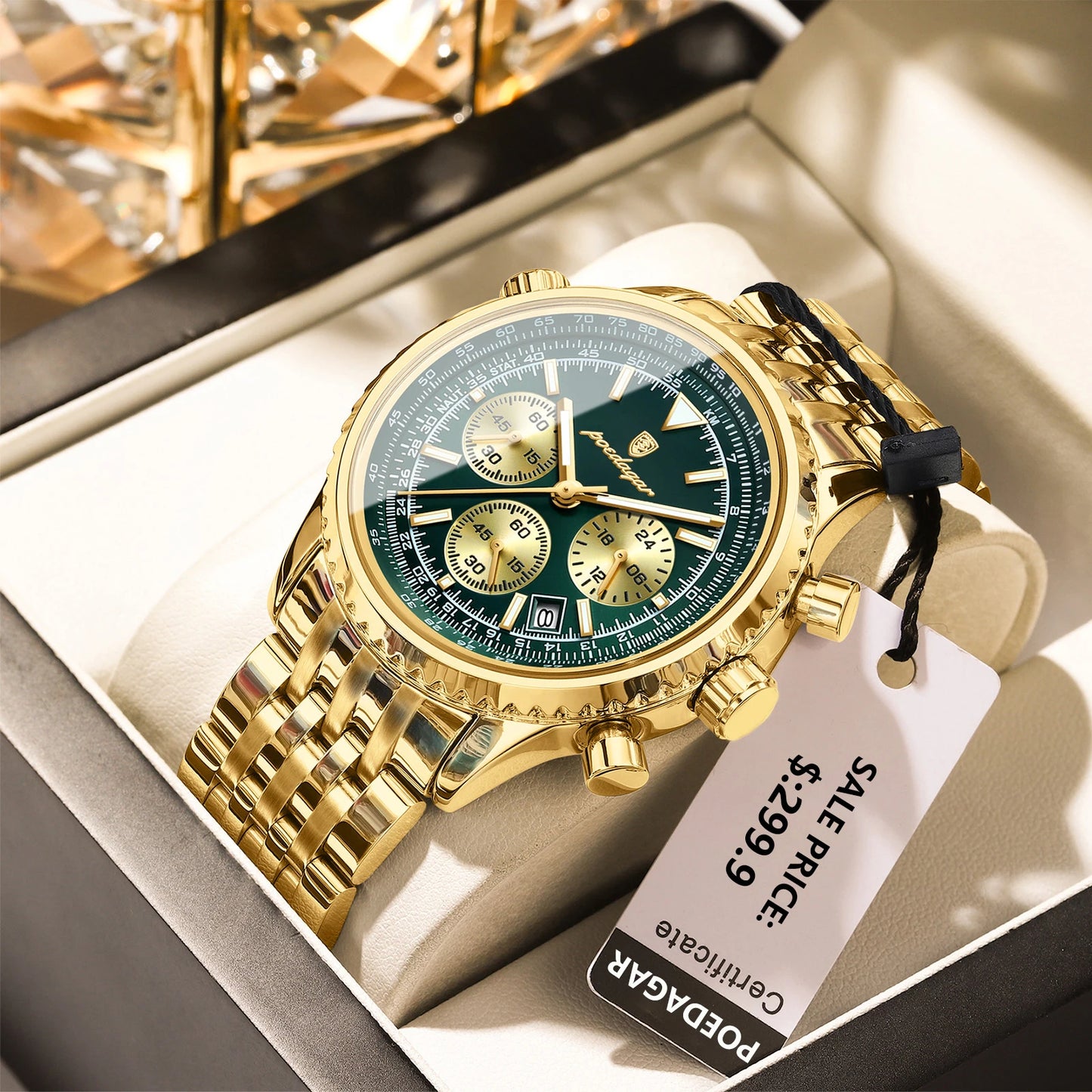 Relógio Masculino POEDAGAR Military Luxury Chronograph Premium