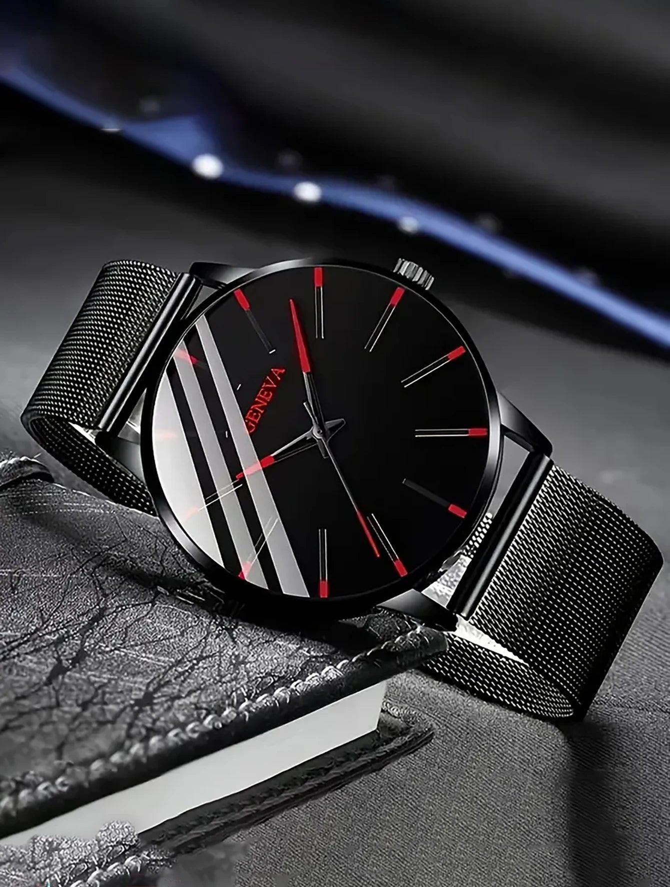 Kit Relógio Masculino Premium Mesh Preto e Pulseira