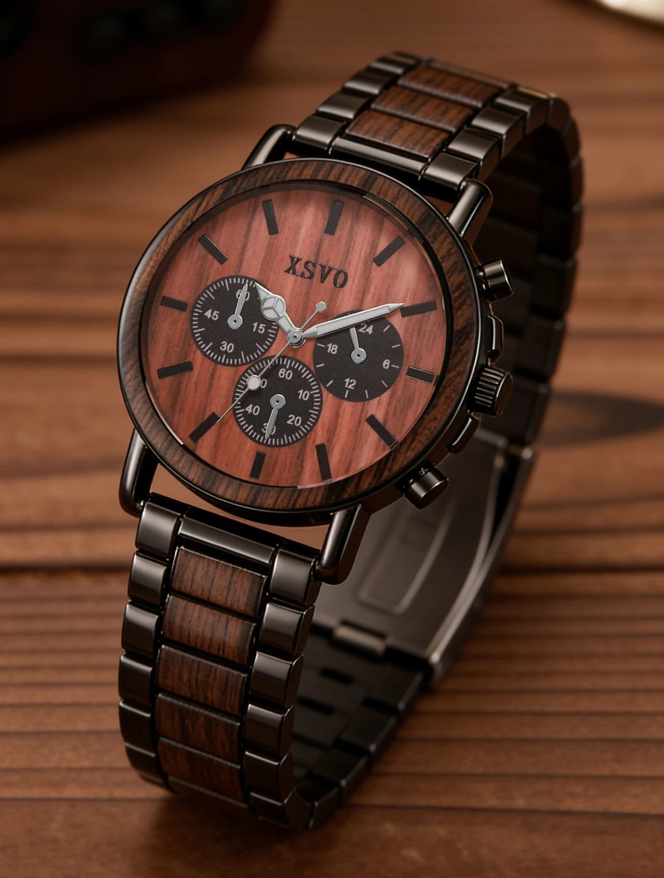 Kit Relógio Masculino Vintage Wooden Premium com Pulseira