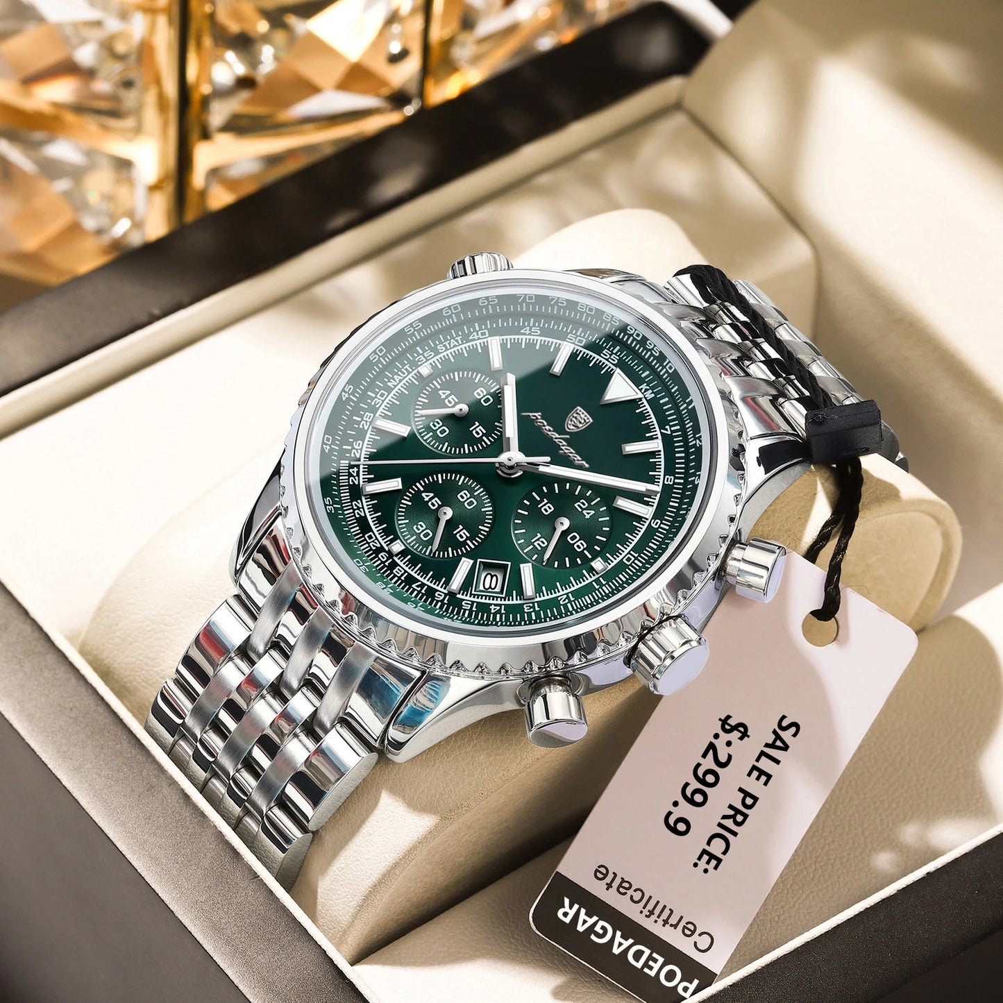 Relógio Masculino POEDAGAR Military Luxury Chronograph Premium