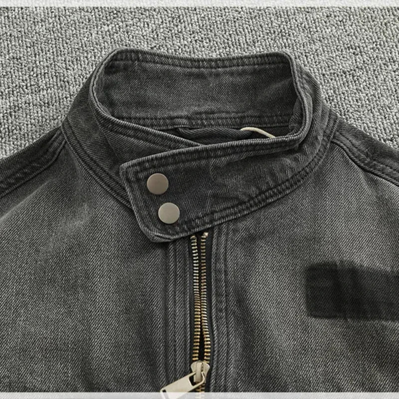 Jaqueta Jeans Masculina Biker Cargo Vintage Premium