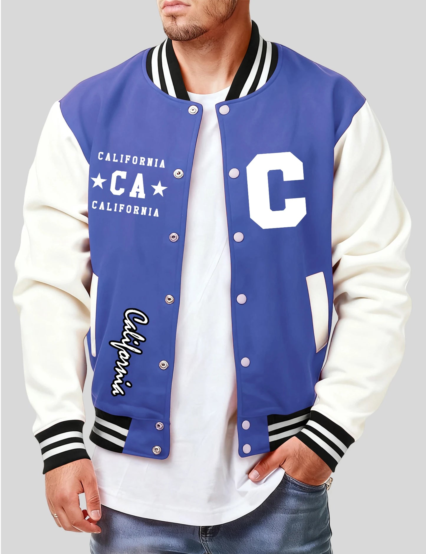 Jaqueta Varsity California Masculina Oversized Streetwear
