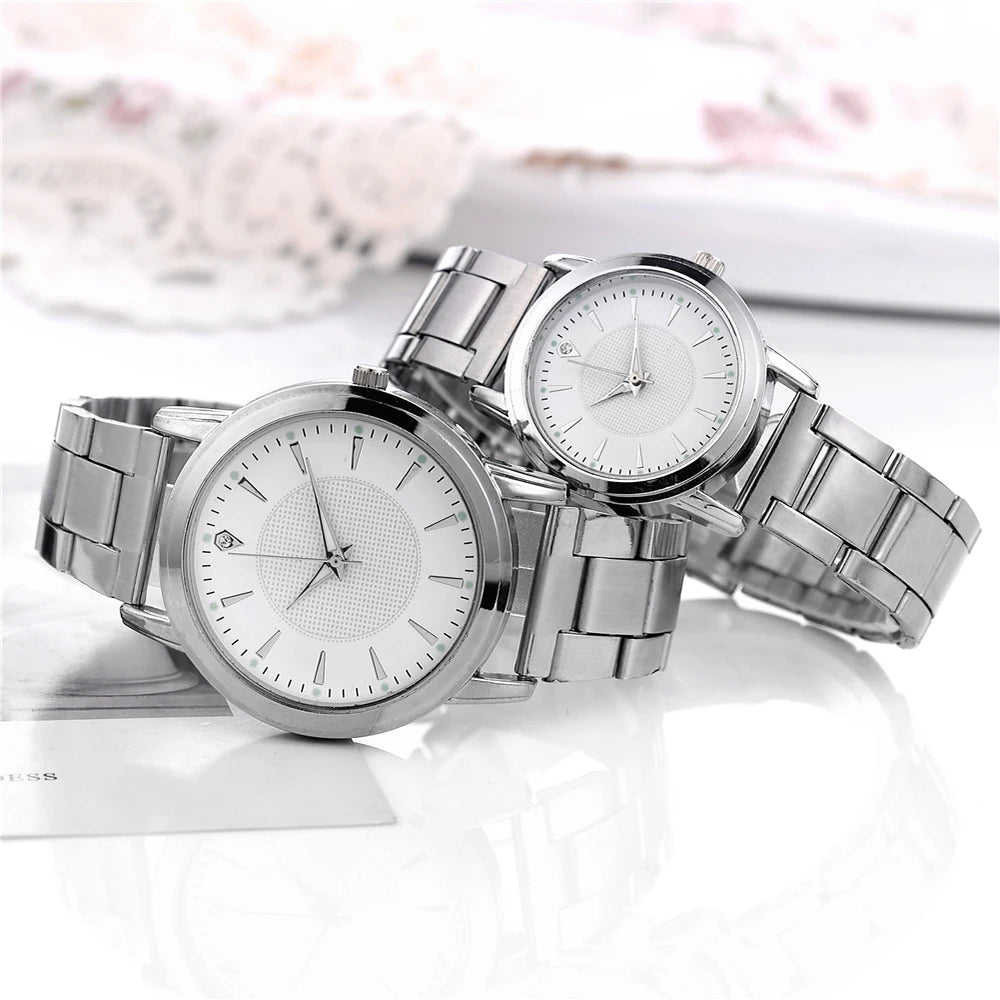 Kit Relógios Casal Masculino Feminino Quartz Fashion Premium