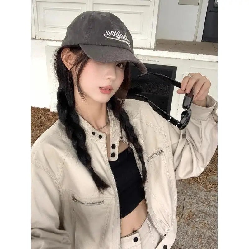 Jaqueta Feminina Veludo Cotelê Preppy Oversized