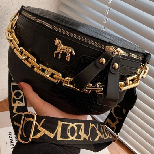 Pochete Feminina Croco Premium Waist Bag Casual Luxury Fashion