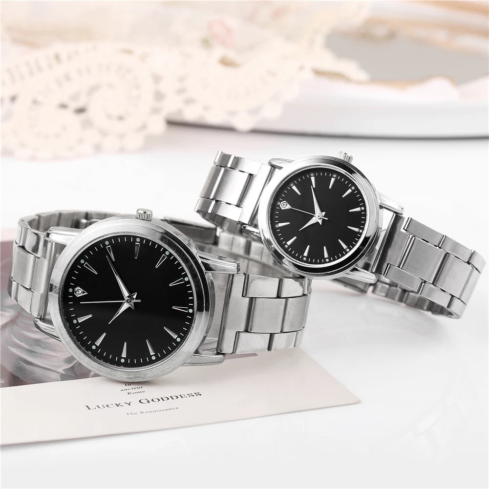 Kit Relógios Casal Masculino Feminino Quartz Fashion Premium