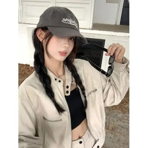 Jaqueta Feminina Veludo Cotelê Preppy Oversized