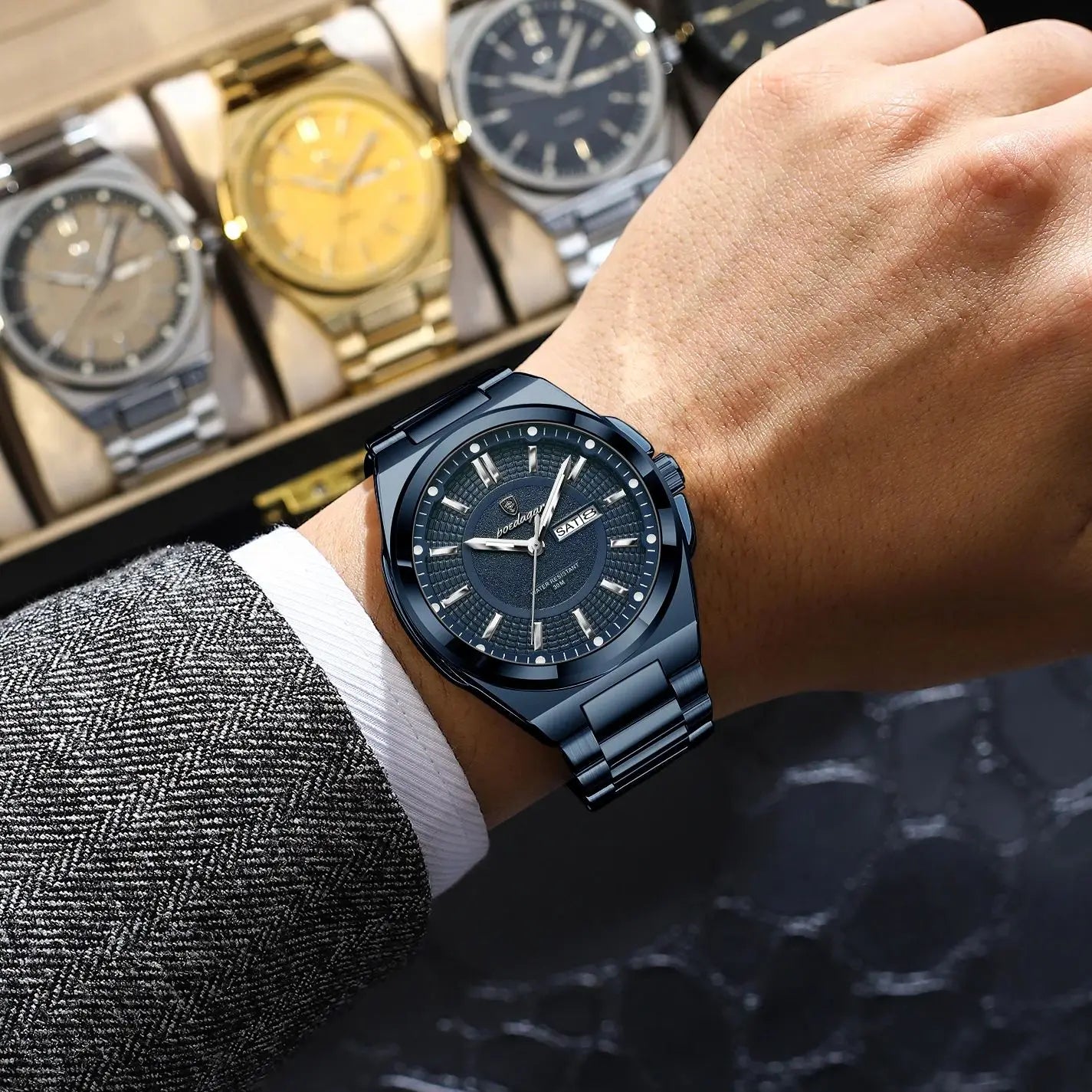 Relógio Masculino POEDAGAR Premium Business em Aço Inoxidável
