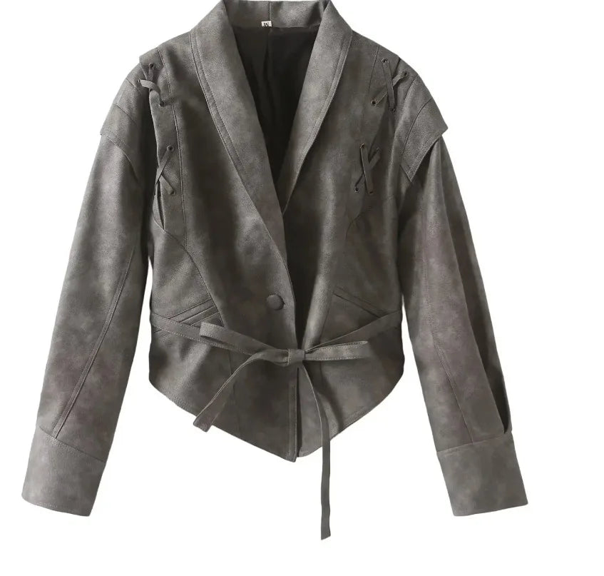 Jaqueta Feminina Cropped Biker Streetwear Premium