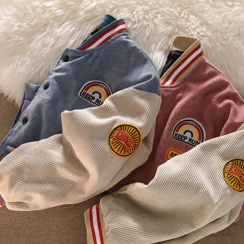 Jaqueta Varsity Masculina Cotelê Harajuku Premium