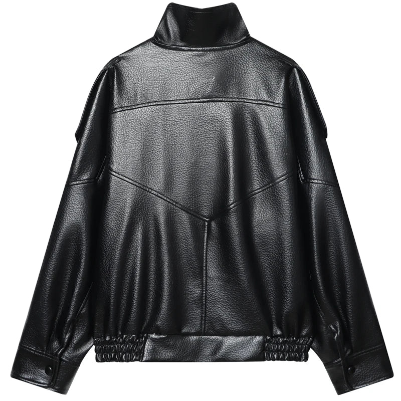 Jaqueta Feminina Cropped em Couro Bomber Premium