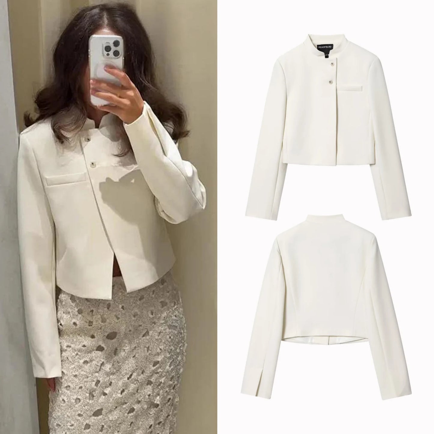 Blazer Feminino Elegance Branco Slim Premium