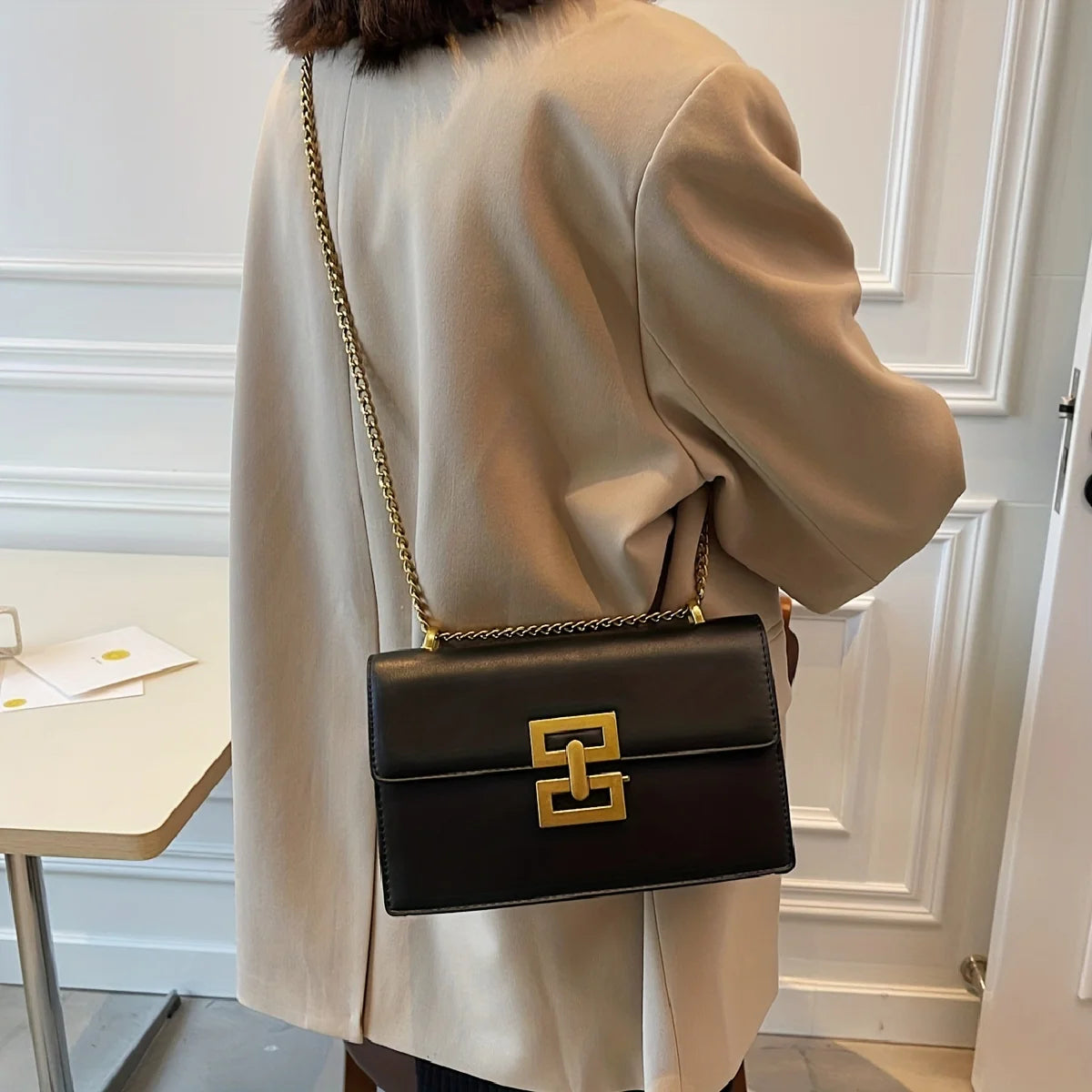 Bolsa Feminina Minimalista Square Crossbody PU Leather Premium