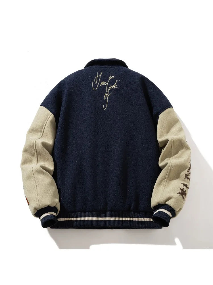 Jaqueta Varsity Premium Masculina Bordada Streetwear