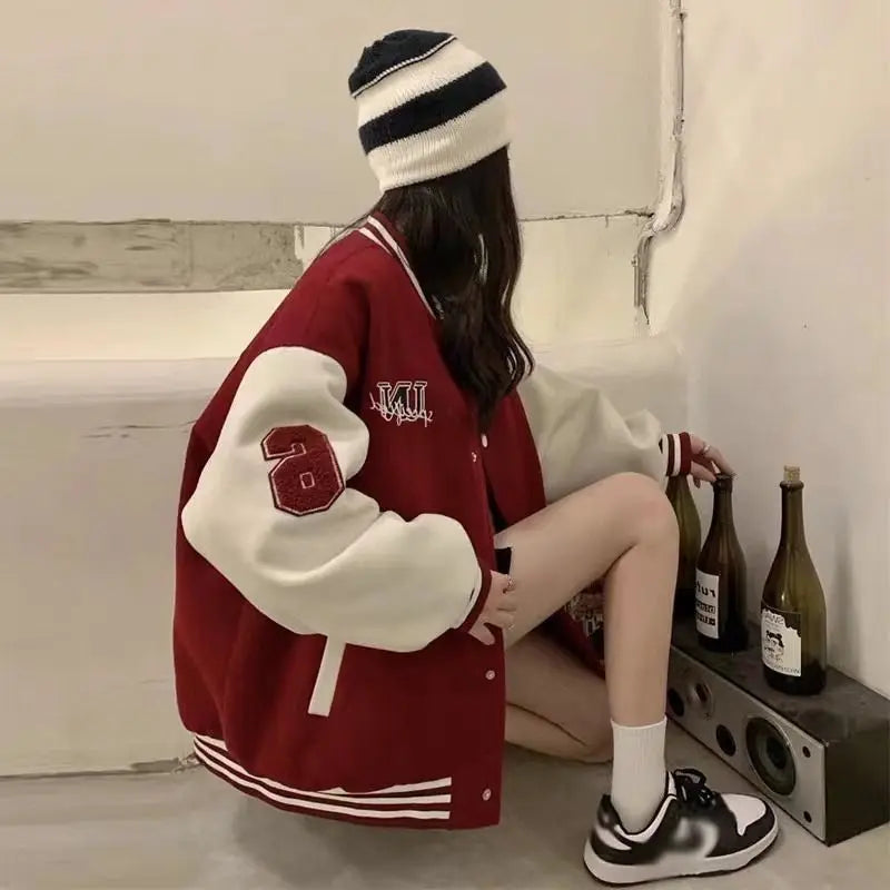 Jaqueta Varsity Feminina Cropped College Premium