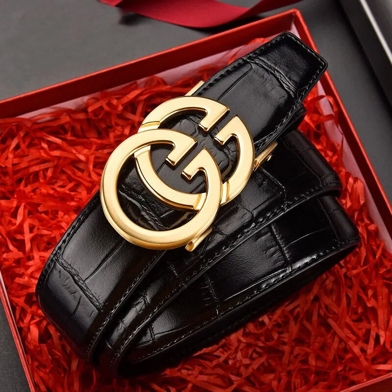 Cinto Masculino Couro Premium Fivela Automática Luxury Business