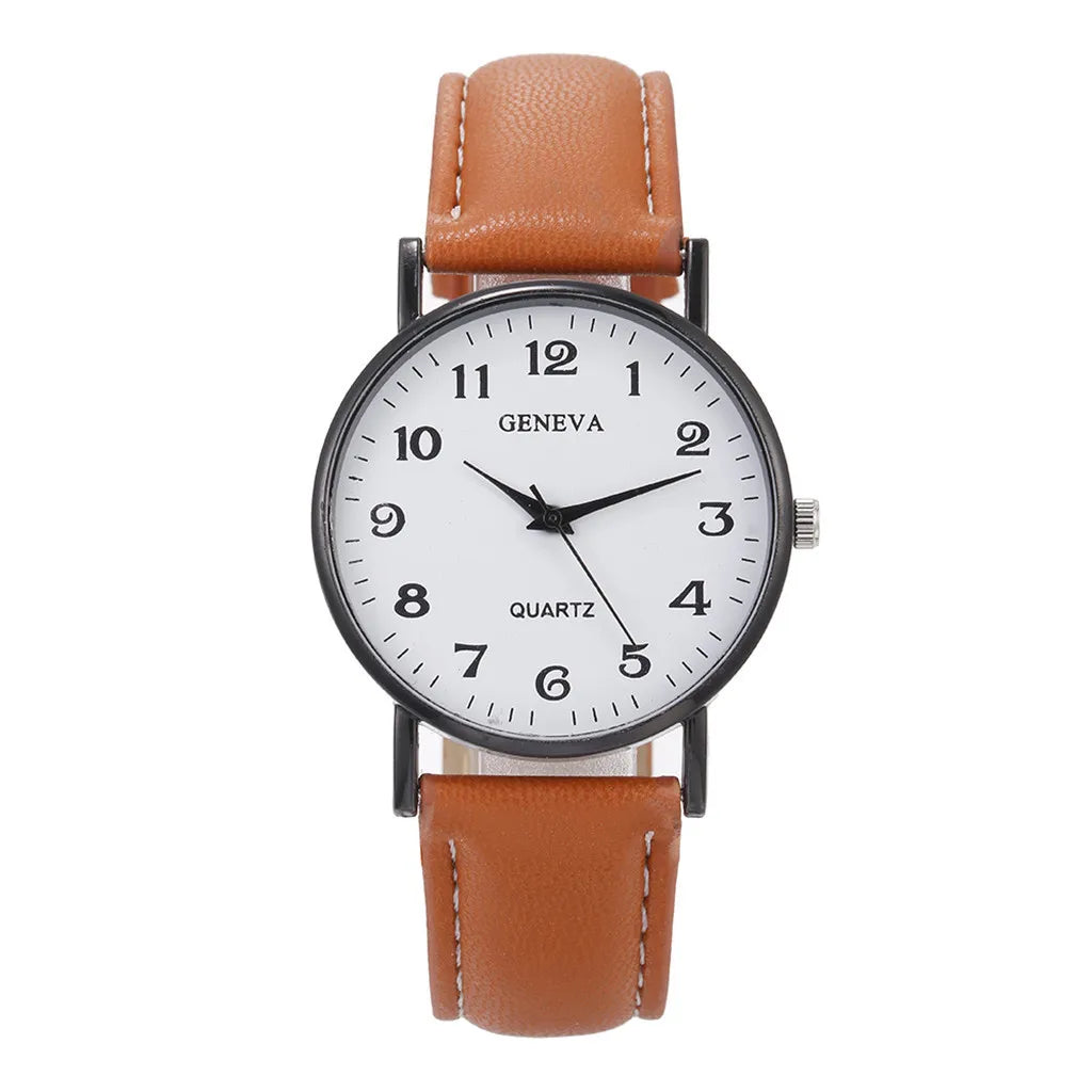 Relógio Feminino Geneva Premium Pulseira Couro Elegante
