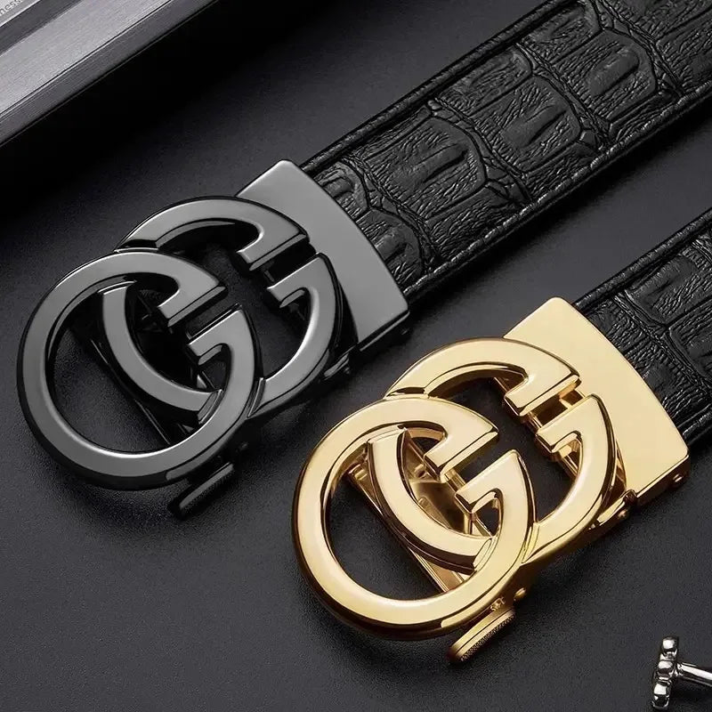 Cinto Masculino Couro Premium Fivela Automática Luxury Business